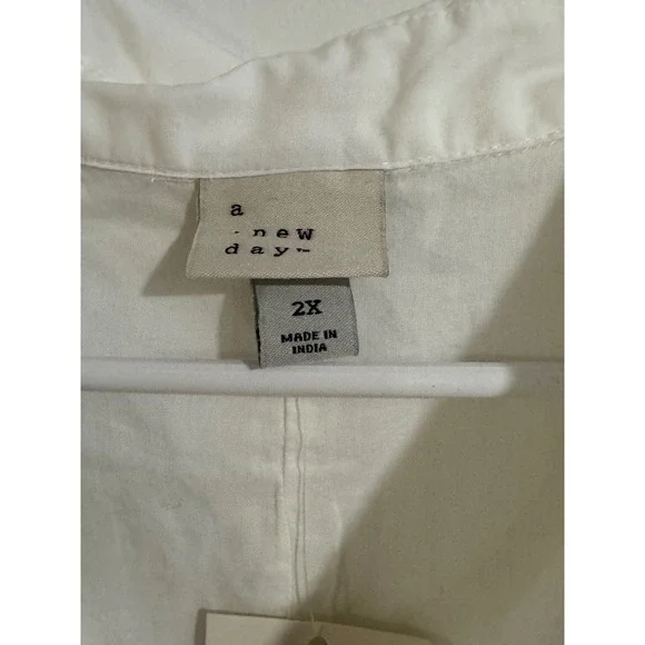 A New Day Mini A-Line Dress Womens 2X 2XL White Button Down Pocket Cottagecore - Picture 6 of 7